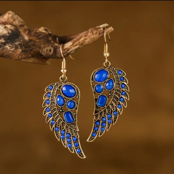Ethnic Jewelry - Vintage Ethnic Style Wings Gems Earrings